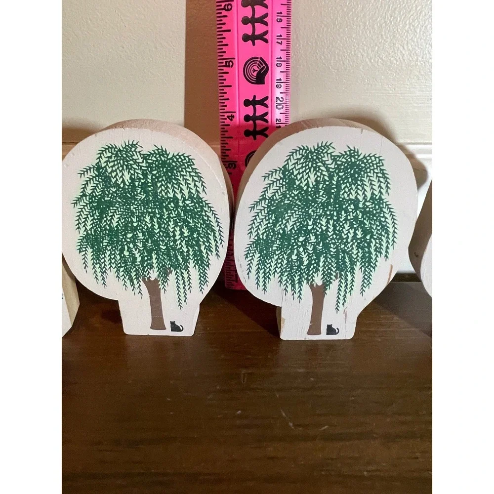 Set of 4 Cars Meow Wooden Tree Shelf Sitters Willow Spruce